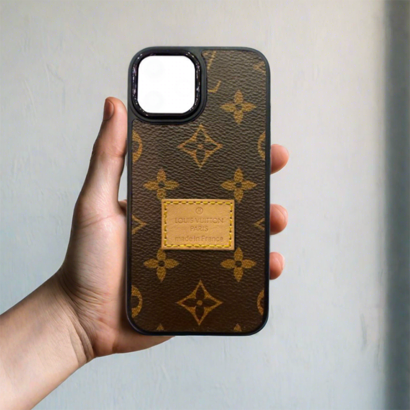Brown Monogram Iphone Case With Yellow Patch