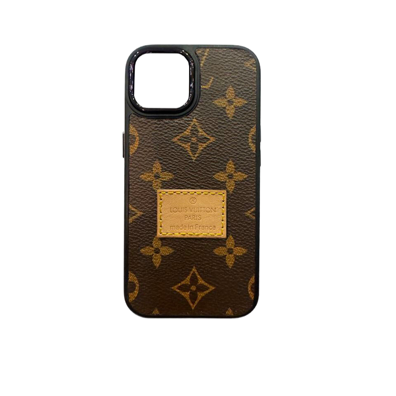 Brown Monogram Iphone Case With Yellow Patch