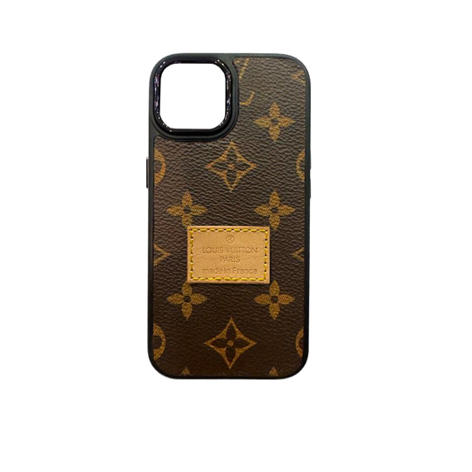 Brown Monogram Iphone Case With Yellow Patch